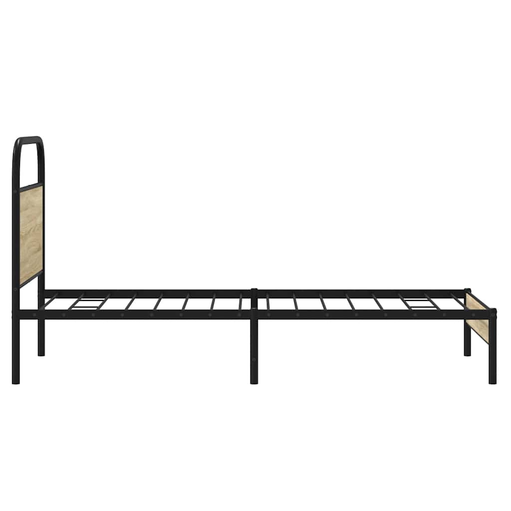 vidaXL Bed Frame without Mattress 75x190 cm Small Single Sonoma Oak Engineered Wood