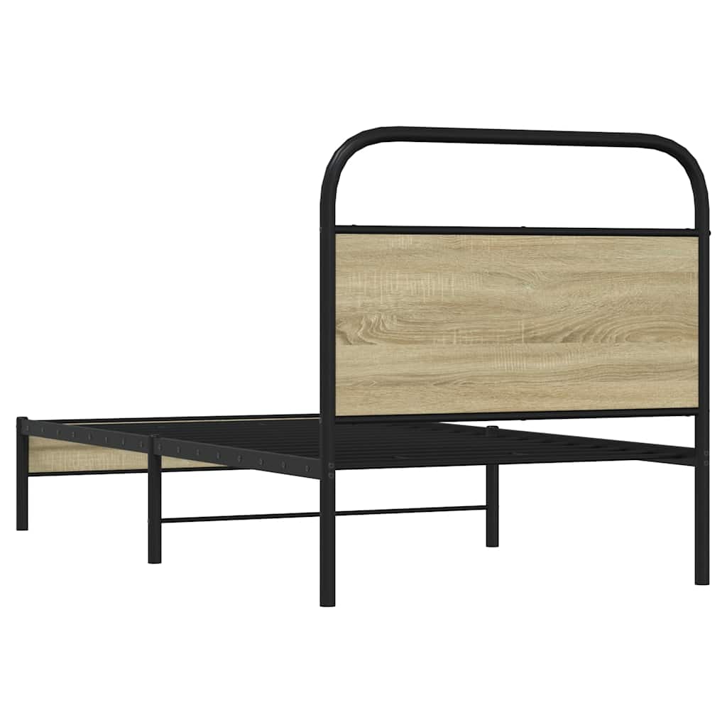 vidaXL Bed Frame without Mattress 75x190 cm Small Single Sonoma Oak Engineered Wood