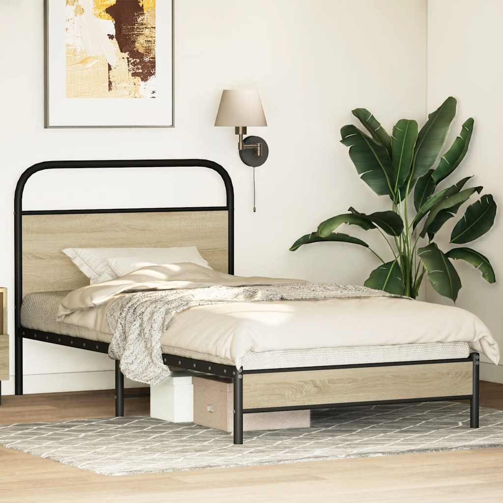 vidaXL Bed Frame without Mattress 90x200 cm Sonoma Oak Engineered Wood