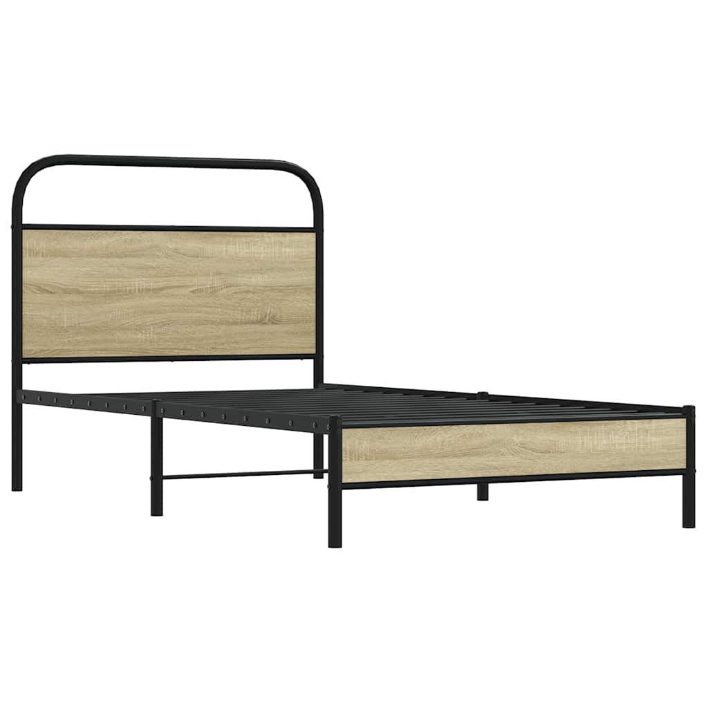 vidaXL Bed Frame without Mattress 100x190 cm Sonoma Oak Engineered Wood