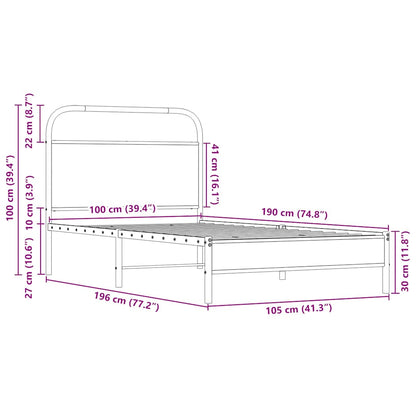 vidaXL Bed Frame without Mattress 100x190 cm Sonoma Oak Engineered Wood