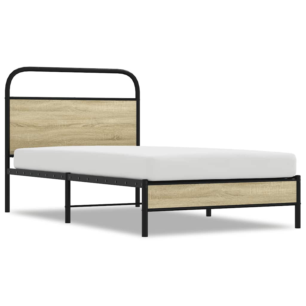 vidaXL Bed Frame without Mattress 100x200 cm Sonoma Oak Engineered Wood