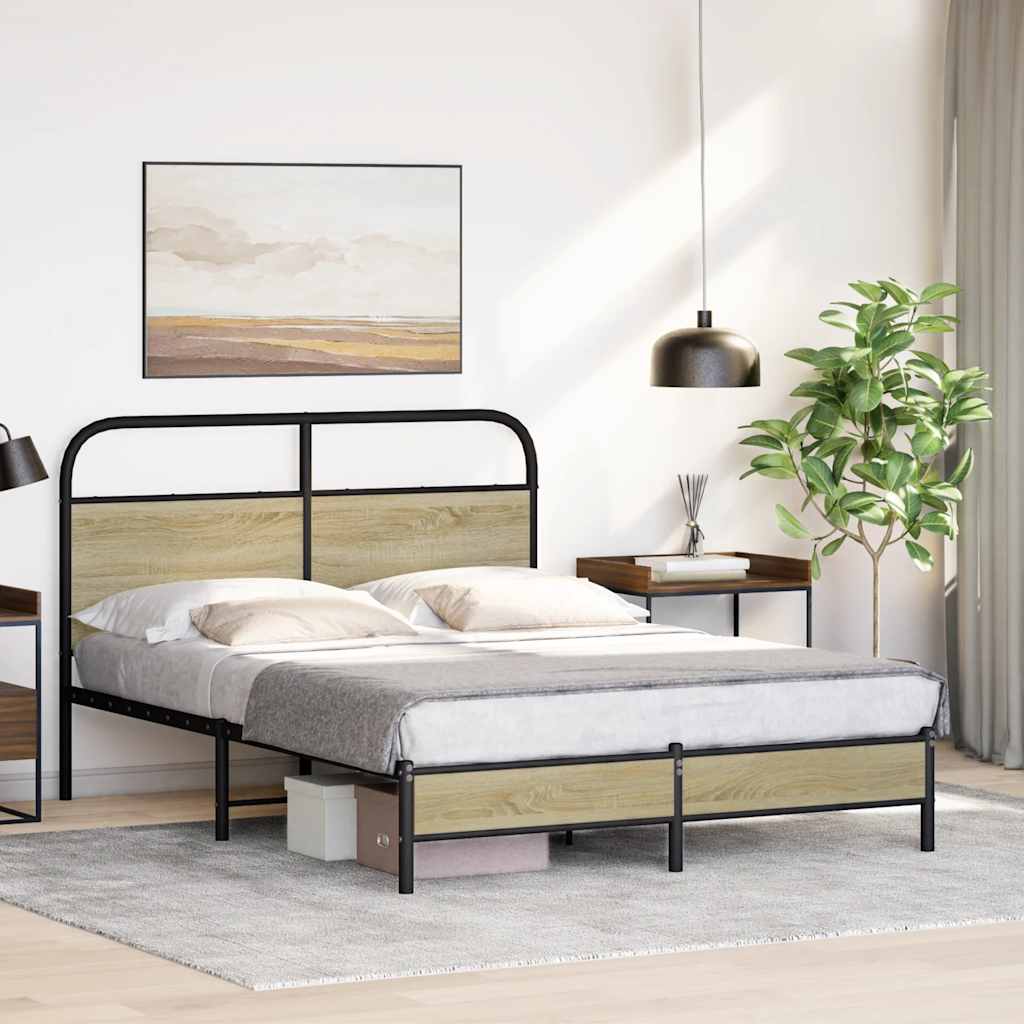 vidaXL Bed Frame without Mattress 120x190 cm Small Double Sonoma Oak Engineered Wood