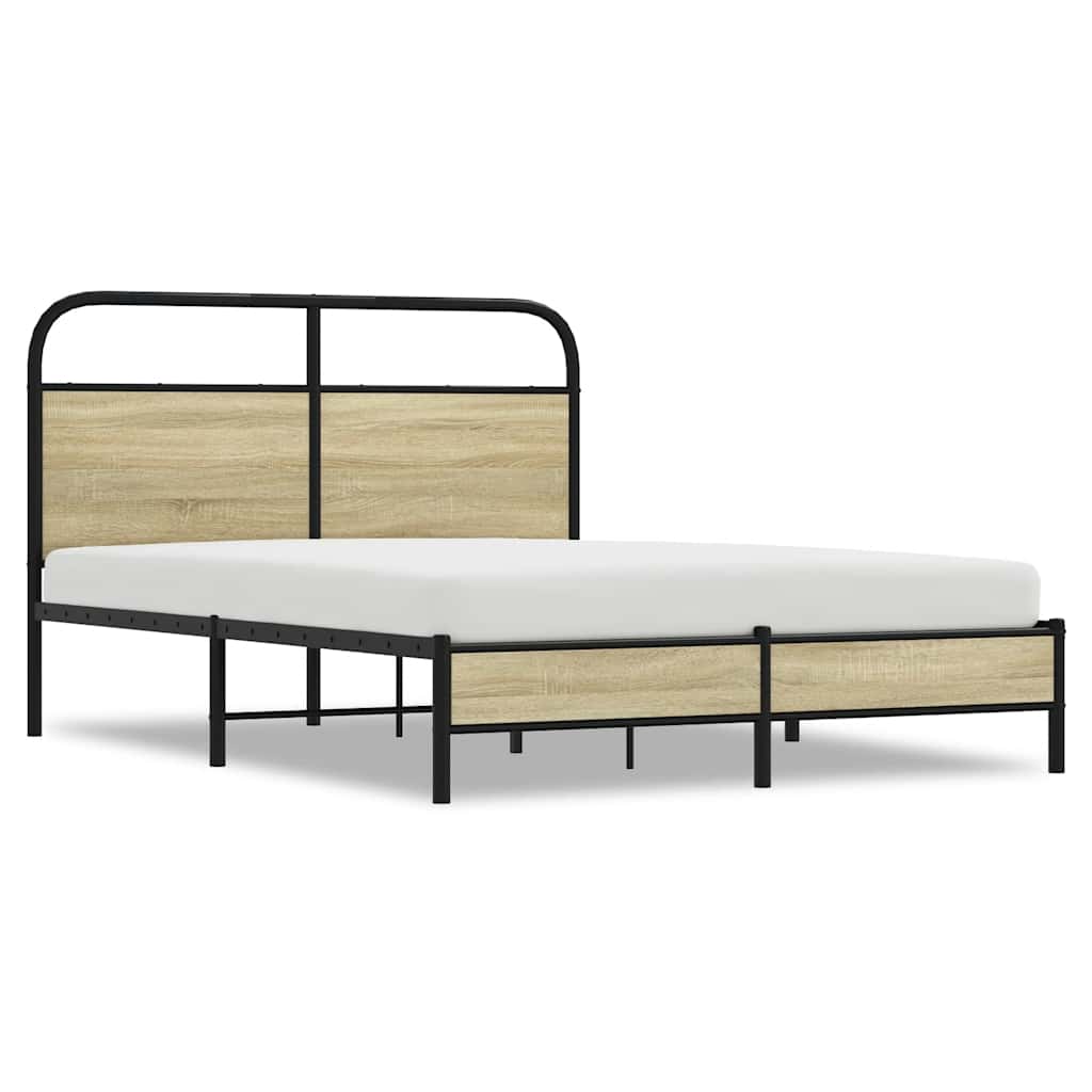 vidaXL Bed Frame without Mattress 140x190 cm Sonoma Oak Engineered Wood