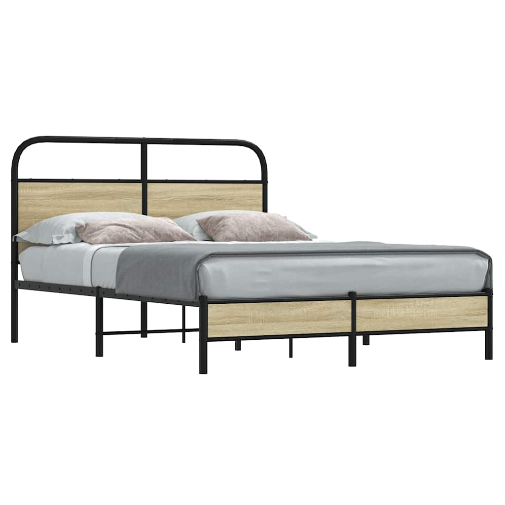 vidaXL Bed Frame without Mattress 140x190 cm Sonoma Oak Engineered Wood