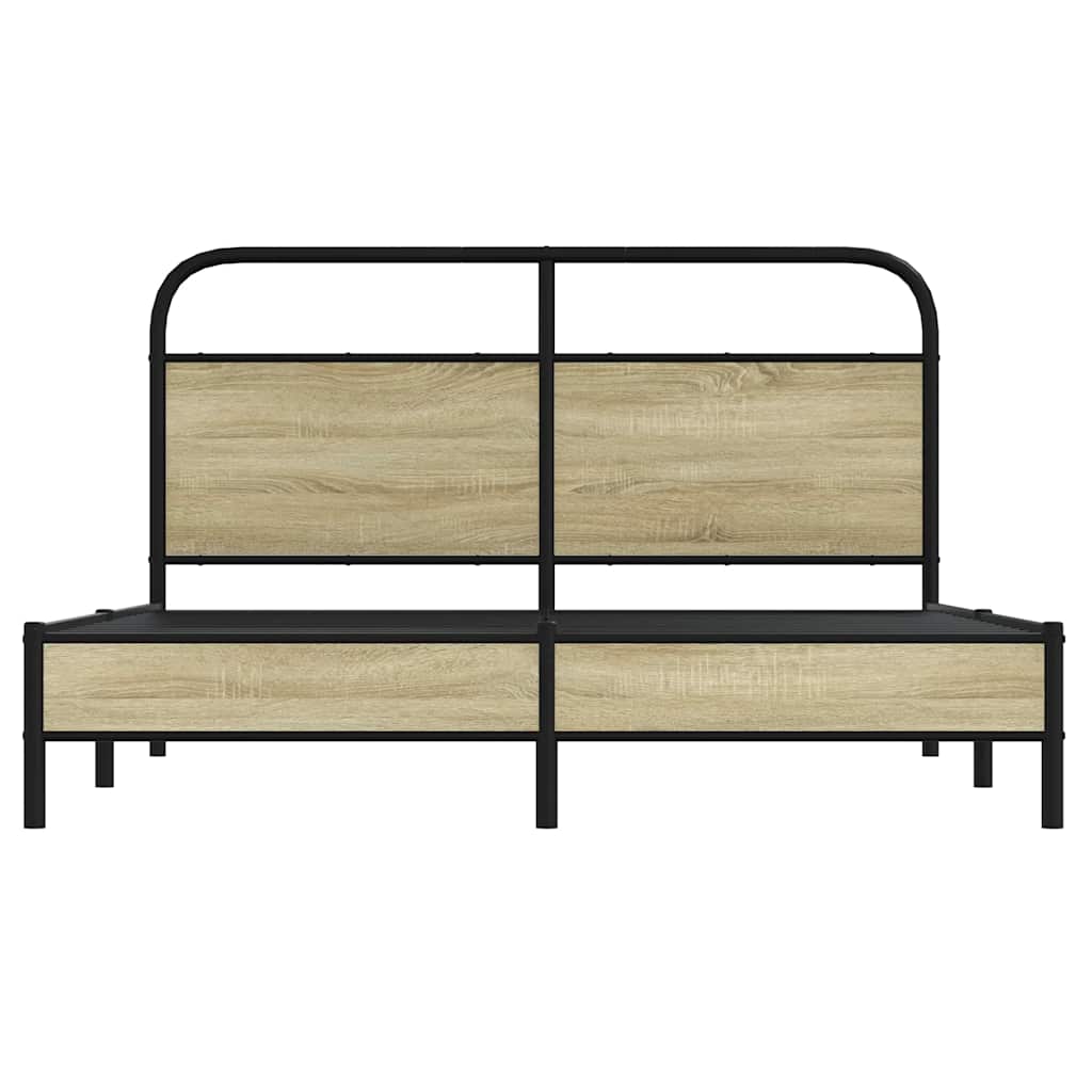 vidaXL Bed Frame without Mattress 150x200 cm King Size Sonoma Oak Engineered Wood