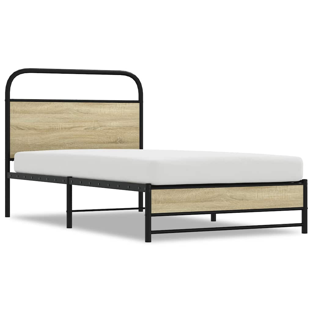 vidaXL Bed Frame without Mattress 100x190 cm Sonoma Oak Engineered Wood