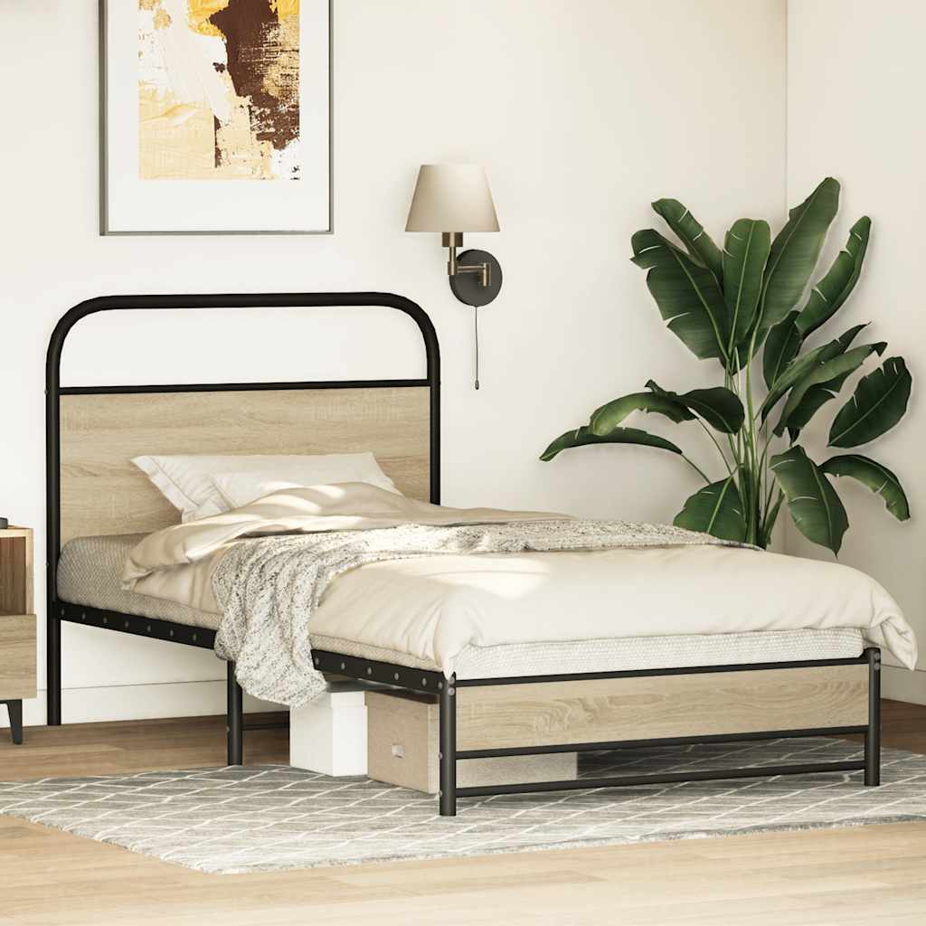 vidaXL Bed Frame without Mattress 100x190 cm Sonoma Oak Engineered Wood