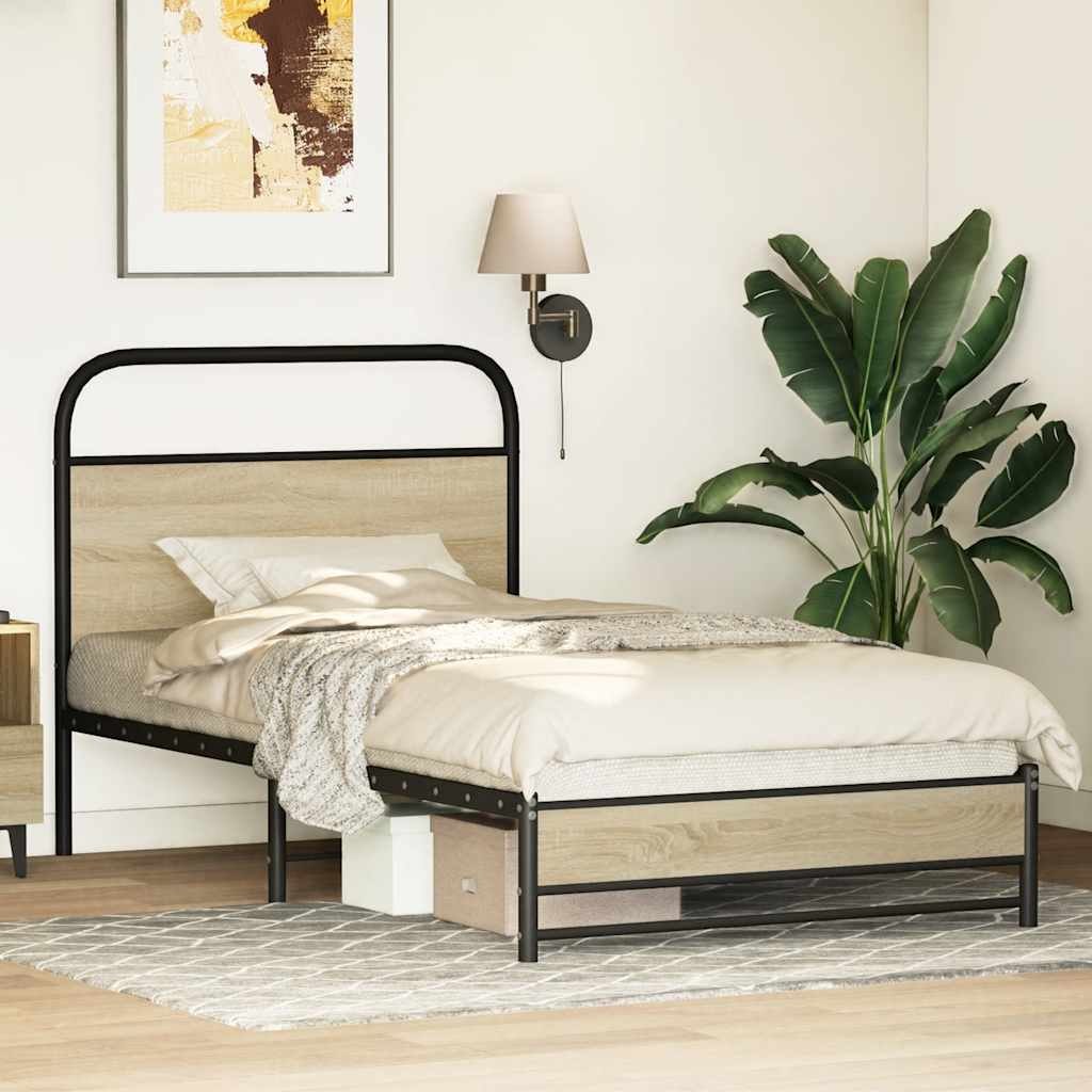 vidaXL Bed Frame without Mattress 107x203 cm Sonoma Oak Engineered Wood