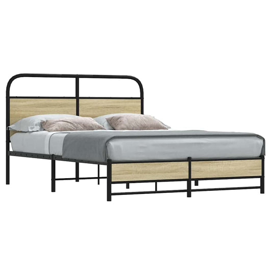 vidaXL Bed Frame without Mattress 135x190 cm Double Sonoma Oak Engineered Wood