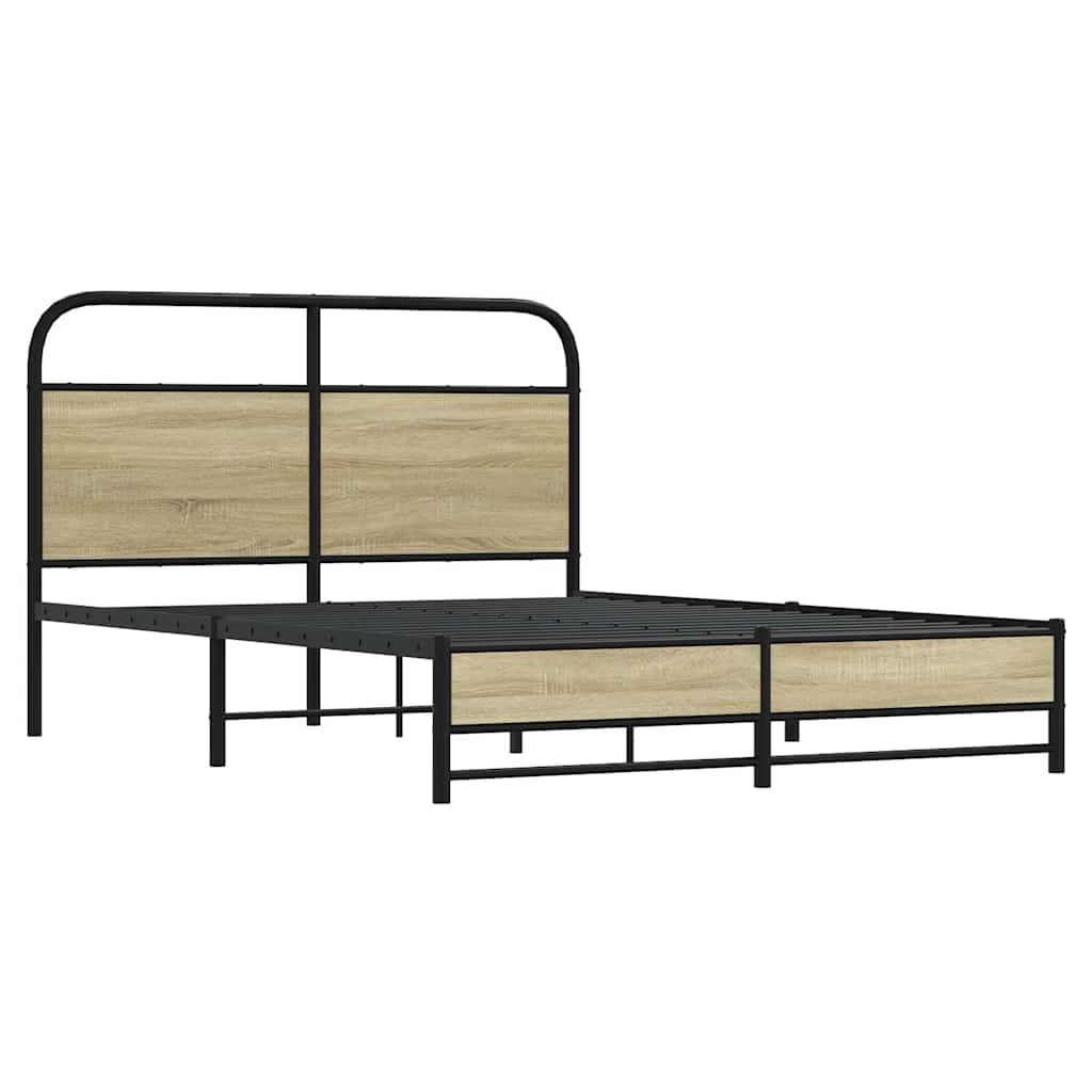 vidaXL Bed Frame without Mattress 140x200 cm Sonoma Oak Engineered Wood