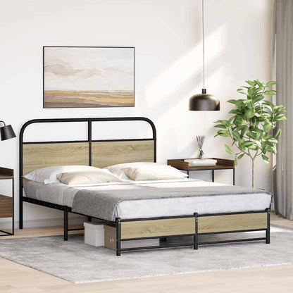 vidaXL Bed Frame without Mattress 140x200 cm Sonoma Oak Engineered Wood