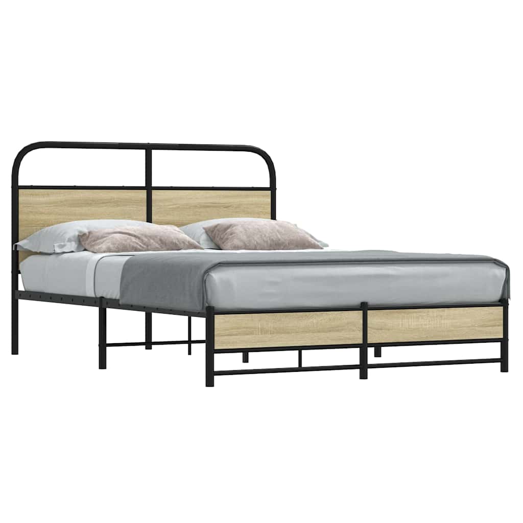 vidaXL Bed Frame without Mattress 140x200 cm Sonoma Oak Engineered Wood