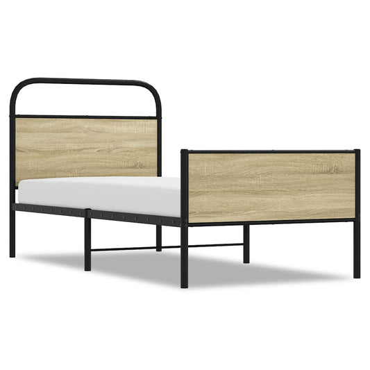 vidaXL Bed Frame without Mattress 75x190 cm Sonoma Oak Engineered Wood