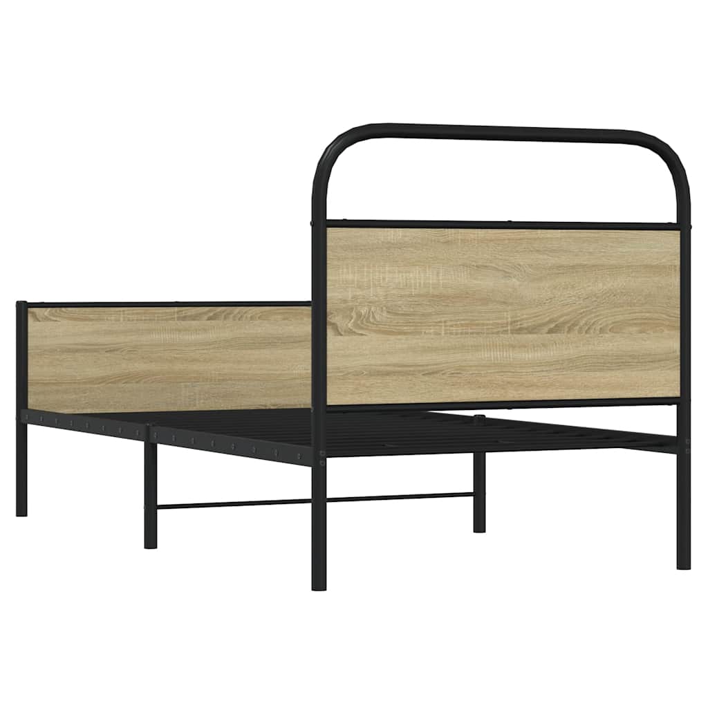 vidaXL Bed Frame without Mattress 75x190 cm Sonoma Oak Engineered Wood