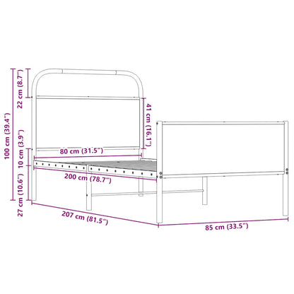 vidaXL Bed Frame without Mattress 80x200 cm Sonoma Oak Engineered Wood