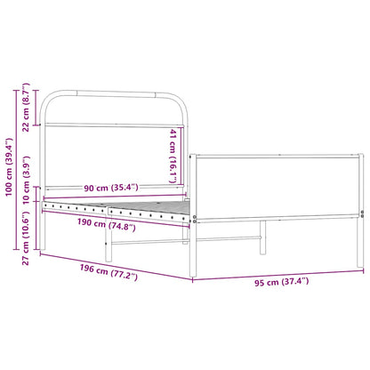 vidaXL Bed Frame without Mattress 90x190 cm Sonoma Oak Engineered Wood