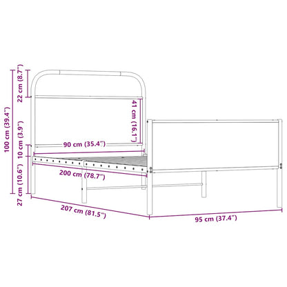 vidaXL Bed Frame without Mattress 90x200 cm Sonoma Oak Engineered Wood