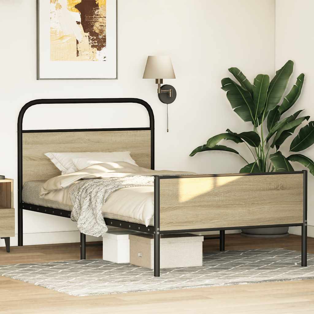 vidaXL Bed Frame without Mattress 100x190 cm Sonoma Oak Engineered Wood