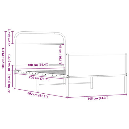 vidaXL Bed Frame without Mattress 100x200 cm Sonoma Oak Engineered Wood