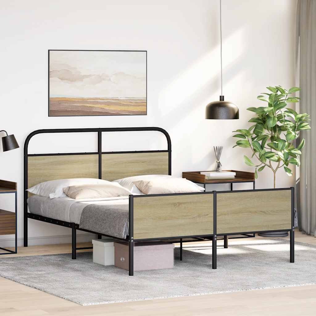 vidaXL Bed Frame without Mattress 120x190 cm Sonoma Oak Engineered Wood