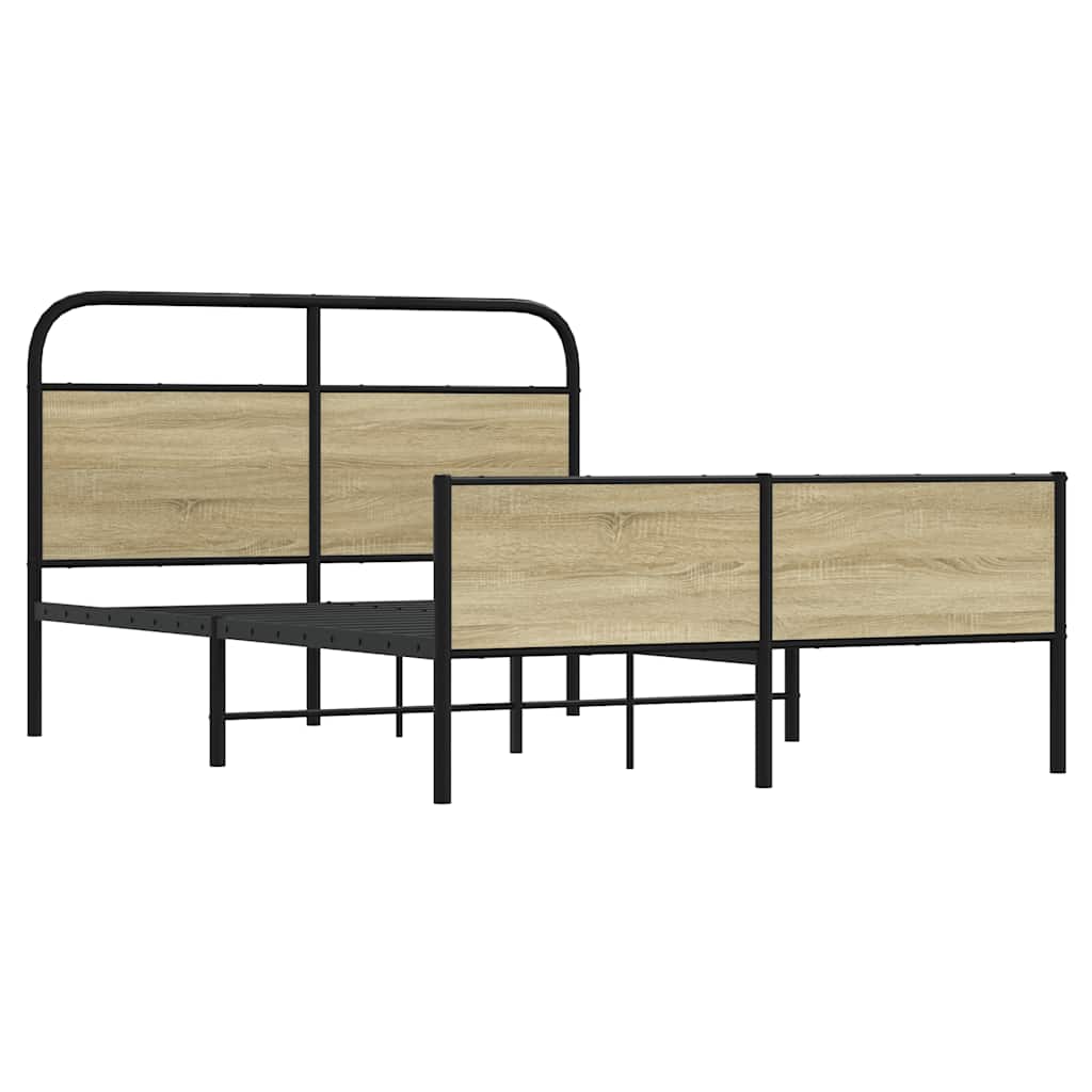 vidaXL Bed Frame without Mattress 135x190 cm Sonoma Oak Engineered Wood