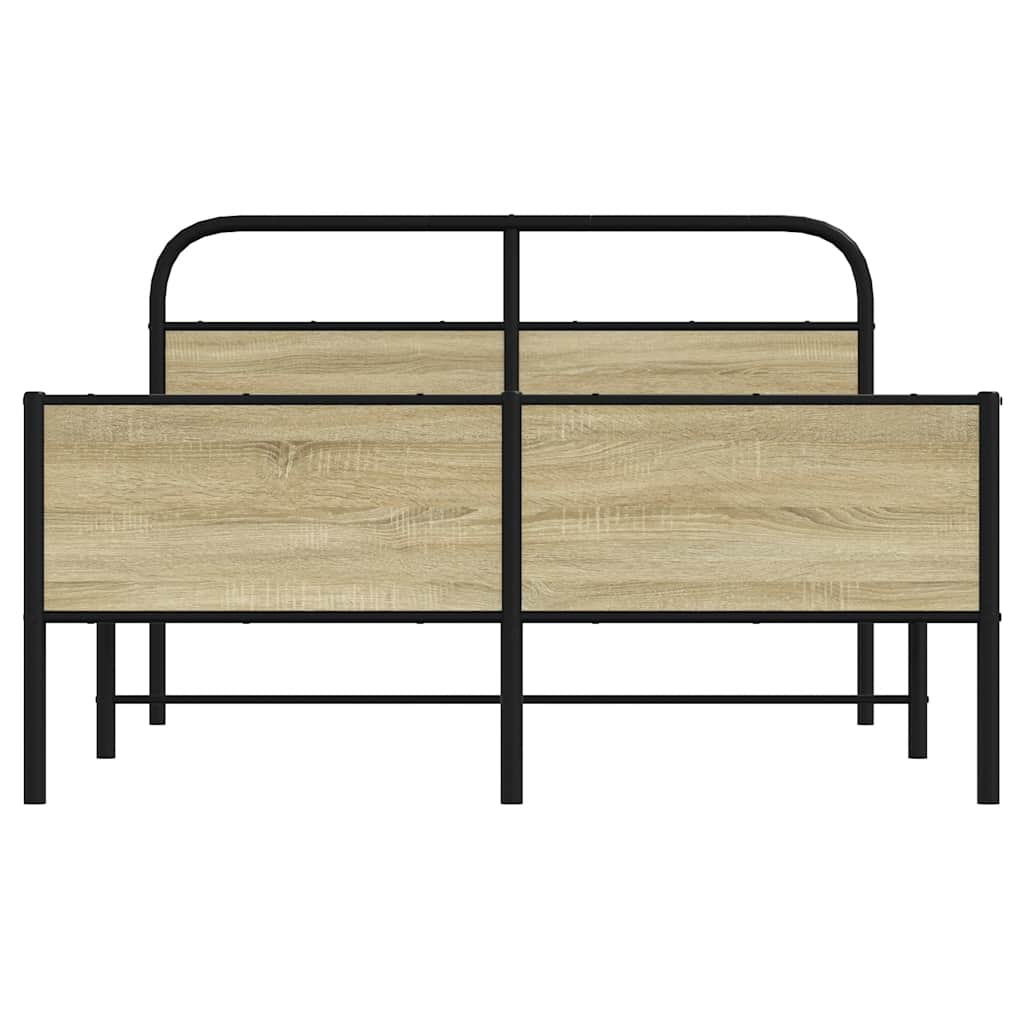 vidaXL Bed Frame without Mattress 135x190 cm Sonoma Oak Engineered Wood