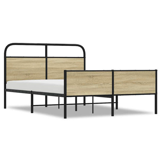 vidaXL Bed Frame without Mattress 140x190 cm Sonoma Oak Engineered Wood