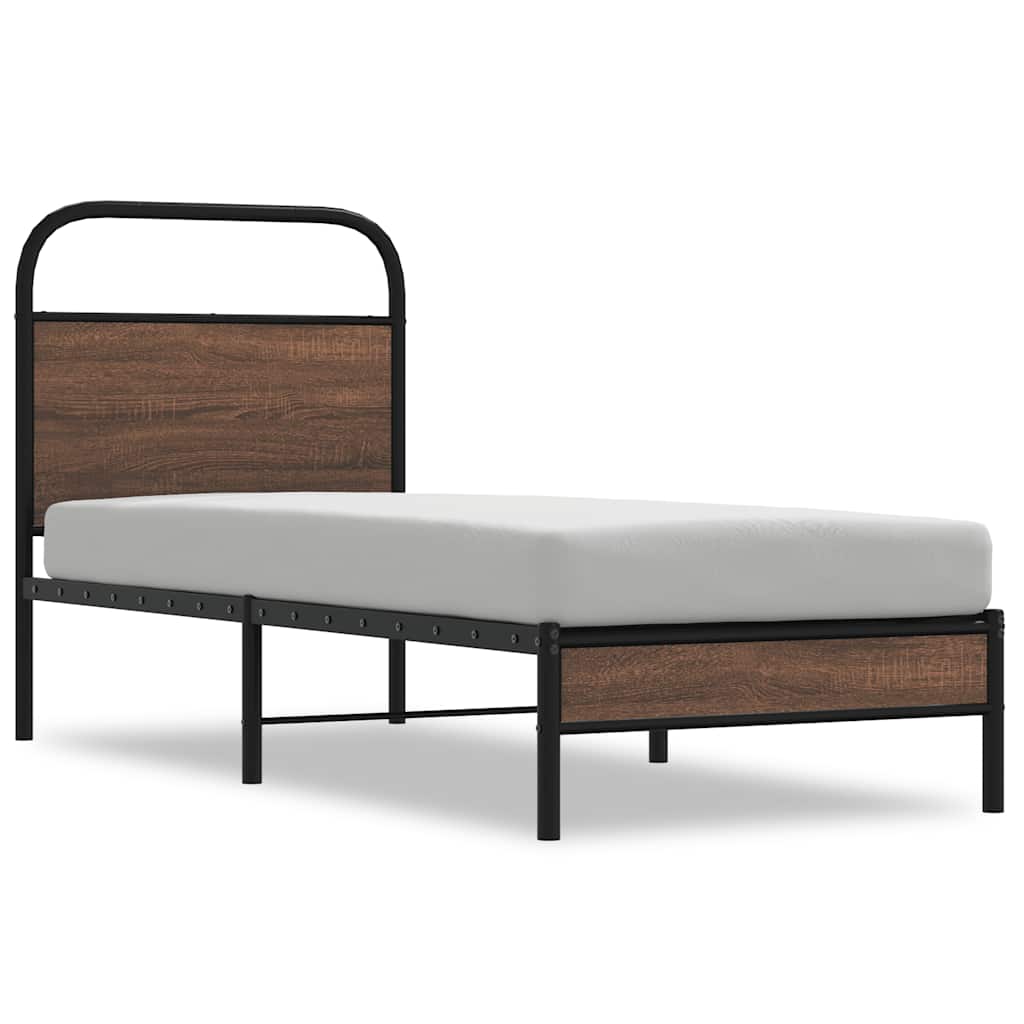 vidaXL Bed Frame without Mattress 75x190 cm Brown Oak Engineered Wood
