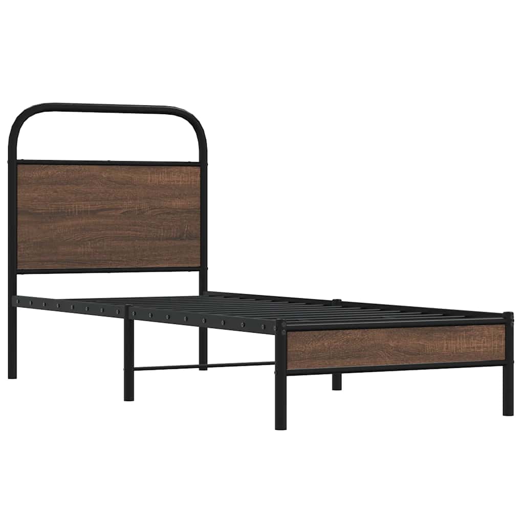 vidaXL Bed Frame without Mattress 75x190 cm Brown Oak Engineered Wood