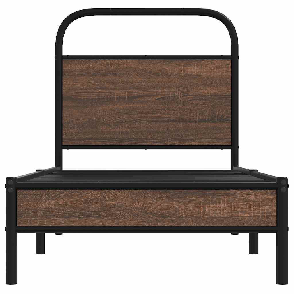 vidaXL Bed Frame without Mattress 75x190 cm Brown Oak Engineered Wood