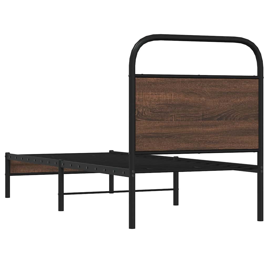 vidaXL Bed Frame without Mattress 75x190 cm Brown Oak Engineered Wood