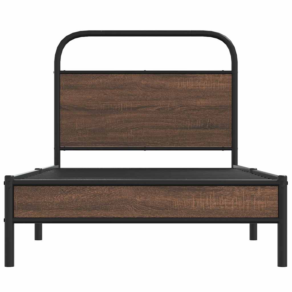 vidaXL Bed Frame without Mattress 90x190 cm Brown Oak Engineered Wood