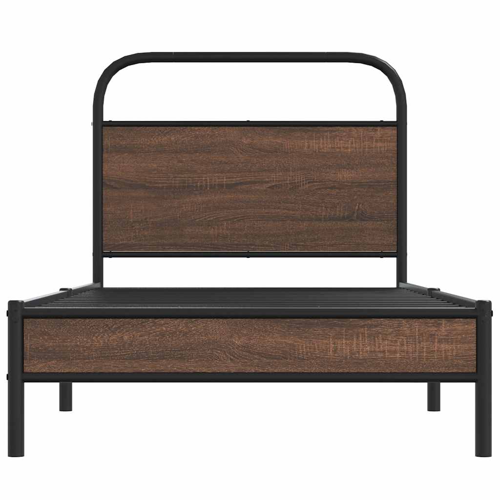 vidaXL Bed Frame without Mattress 100x190 cm Brown Oak Engineered Wood