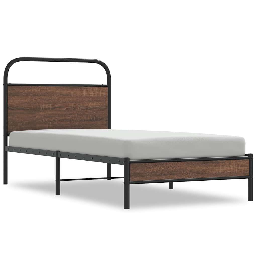 vidaXL Bed Frame without Mattress 100x200 cm Brown Oak Engineered Wood