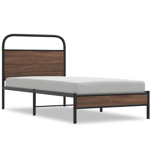 vidaXL Bed Frame without Mattress 100x200 cm Brown Oak Engineered Wood