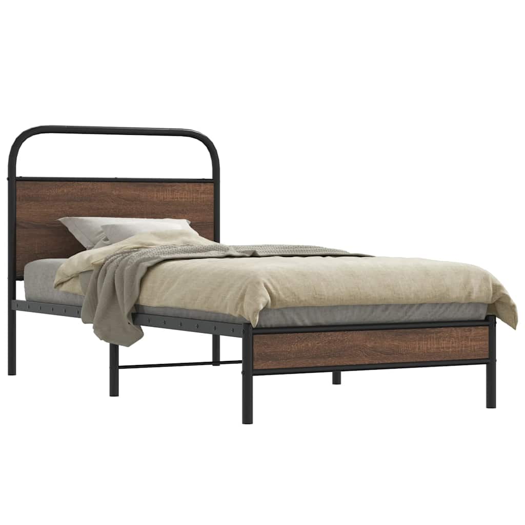 vidaXL Bed Frame without Mattress 100x200 cm Brown Oak Engineered Wood