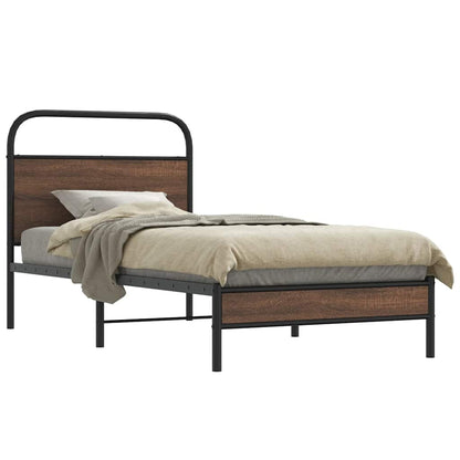 vidaXL Bed Frame without Mattress 100x200 cm Brown Oak Engineered Wood