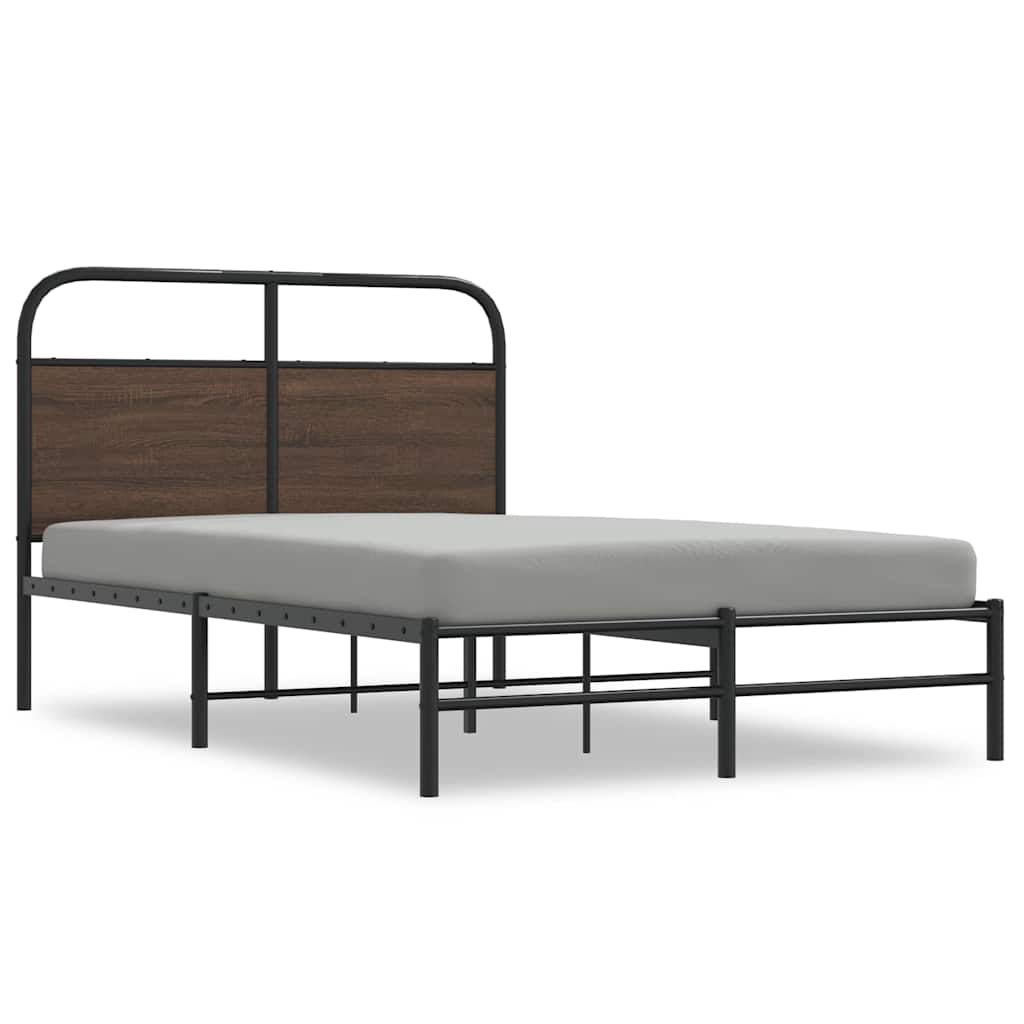 vidaXL Bed Frame without Mattress 135x190 cm Double Brown Oak Engineered Wood