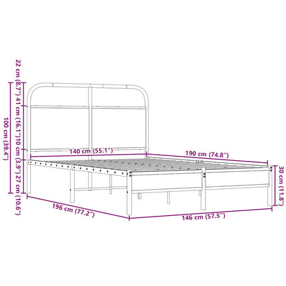 vidaXL Bed Frame without Mattress 140x190 cm Brown Oak Engineered Wood