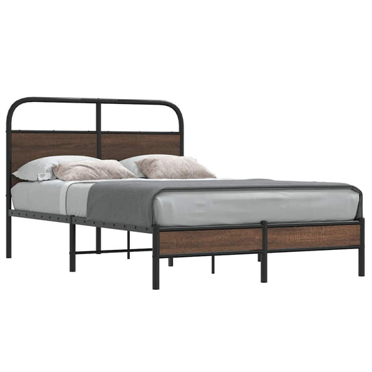 vidaXL Bed Frame without Mattress 140x200 cm Brown Oak Engineered Wood