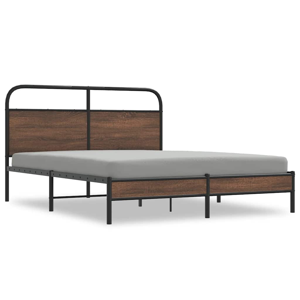 vidaXL Bed Frame without Mattress 150x200 cm King Size Brown Oak Engineered Wood