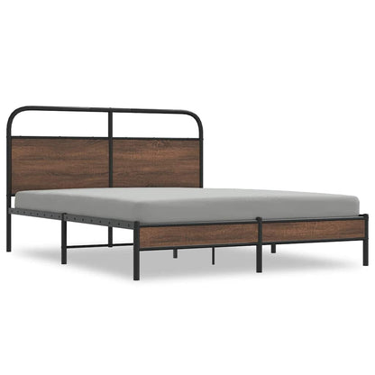 vidaXL Bed Frame without Mattress 150x200 cm King Size Brown Oak Engineered Wood