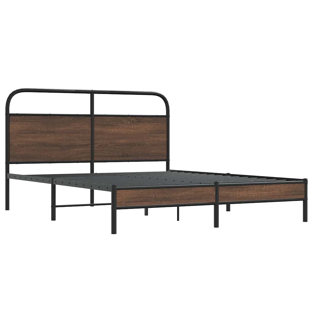 vidaXL Bed Frame without Mattress 150x200 cm King Size Brown Oak Engineered Wood