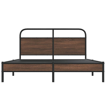 vidaXL Bed Frame without Mattress 150x200 cm King Size Brown Oak Engineered Wood