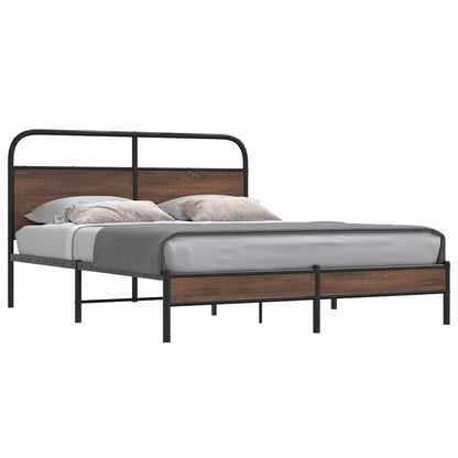vidaXL Bed Frame without Mattress 150x200 cm King Size Brown Oak Engineered Wood