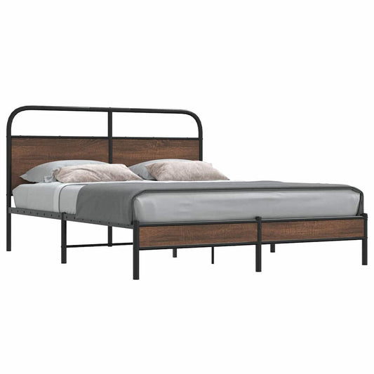 vidaXL Bed Frame without Mattress 150x200 cm King Size Brown Oak Engineered Wood
