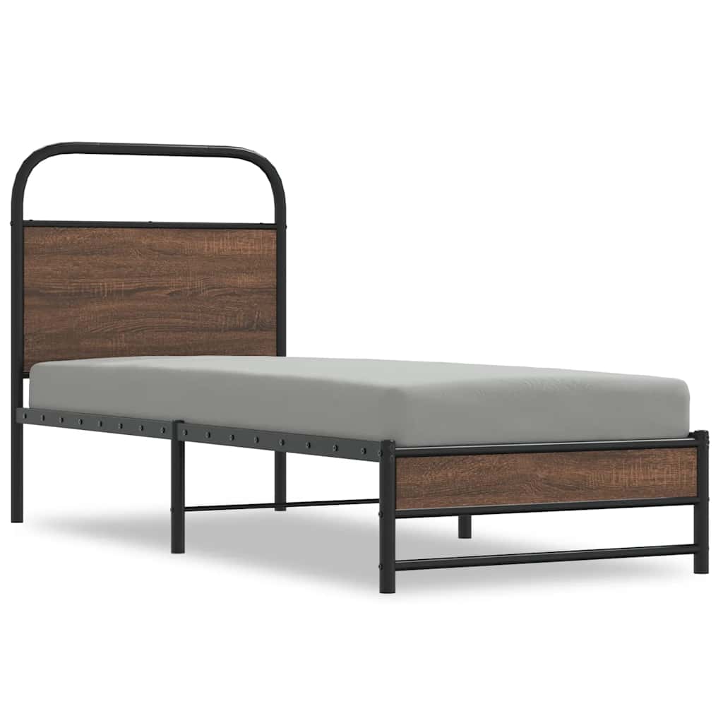 vidaXL Bed Frame without Mattress 75x190 cm Brown Oak Engineered Wood