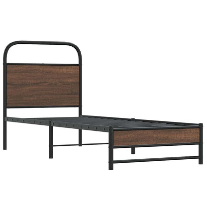 vidaXL Bed Frame without Mattress 75x190 cm Brown Oak Engineered Wood