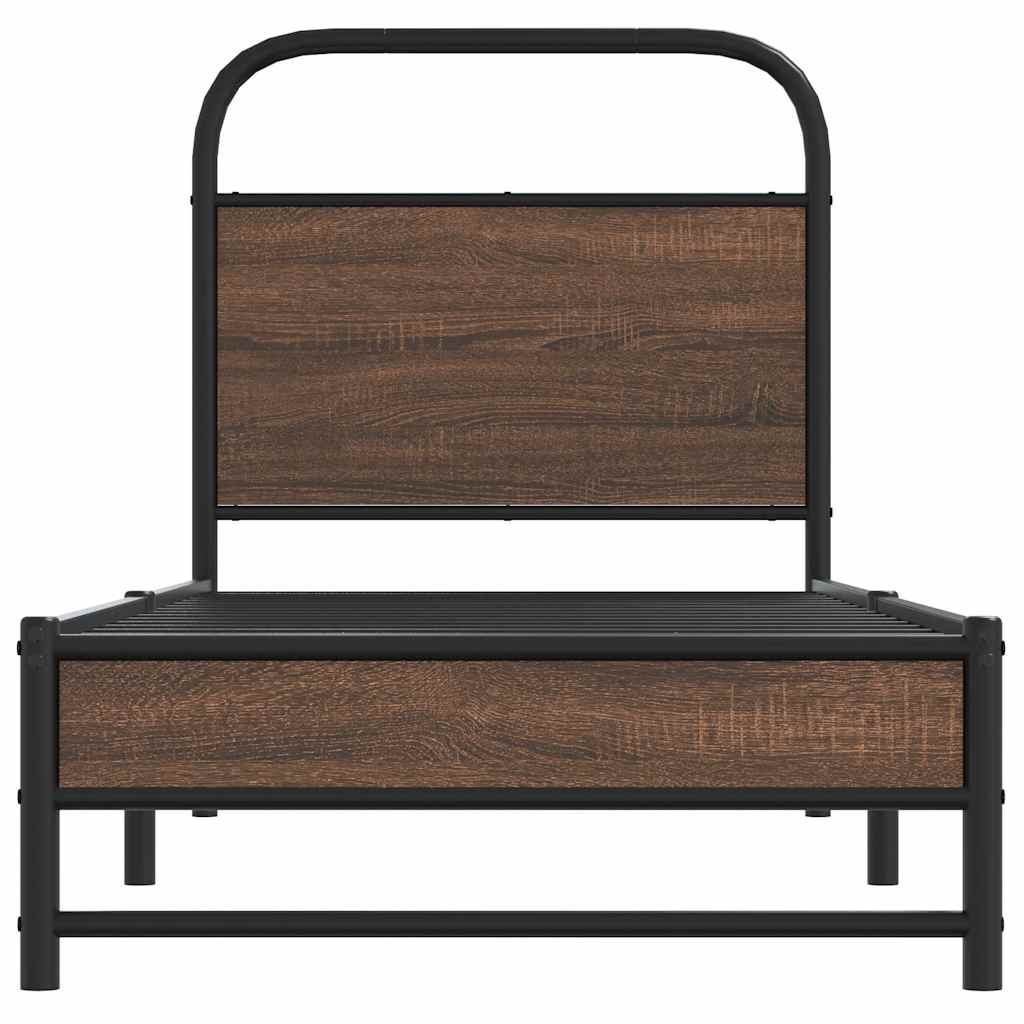 vidaXL Bed Frame without Mattress 75x190 cm Brown Oak Engineered Wood